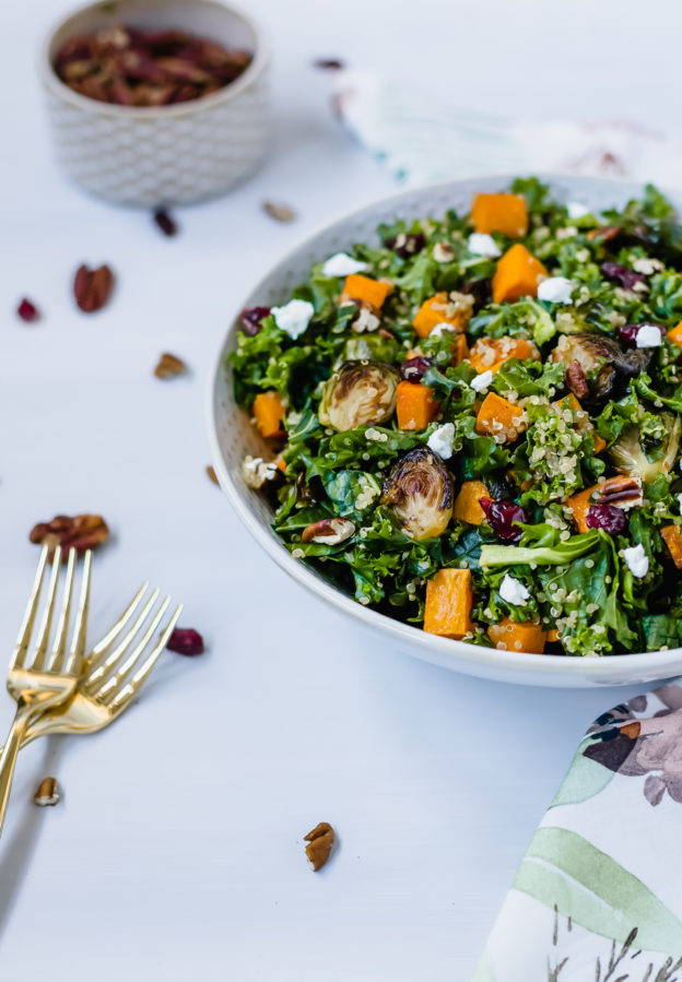 Brussels Sprout Kale Salad with Maple Balsamic Vinaigrette | Blog Appétit